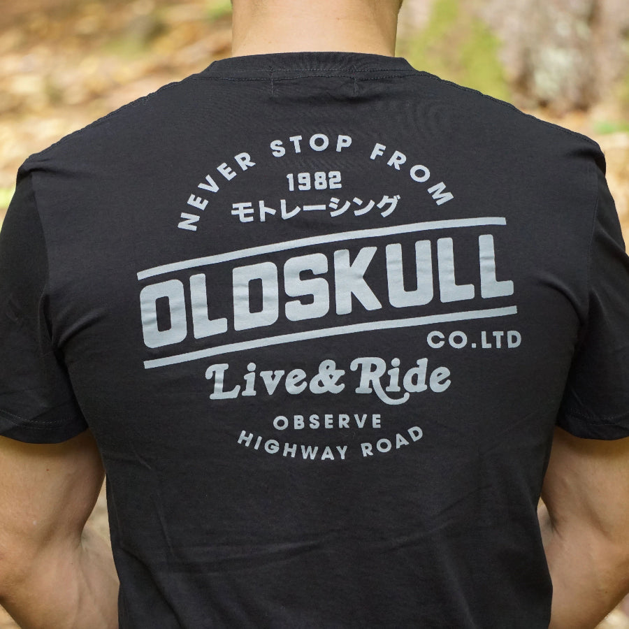 Oldskull Vintage Live & Ride Black Racing T-shirt
