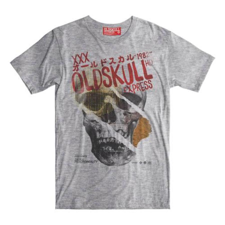 retro Grey skull men t-shirt
