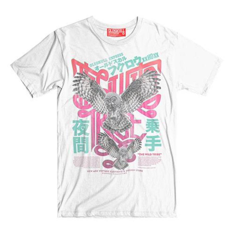 Wild Tribe: Asian character owl t-shirt vintage style