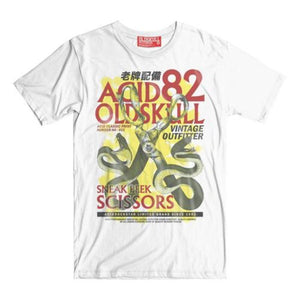 Snake scissors vintage retro acid 82 yellow t-shirt