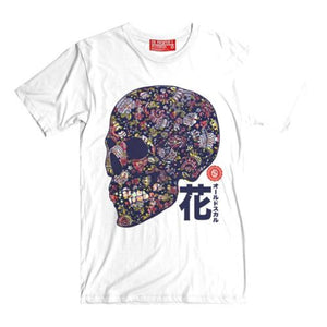 Classic Japanese Flower sugar skull white t-shirt