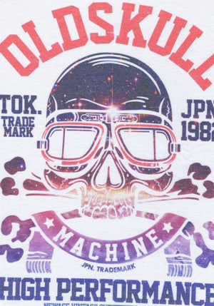 Vintage skull racer machine mens white t-shirt