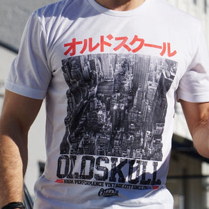 Oldskull Japanese retro cityscape photo streetwear t-shirt