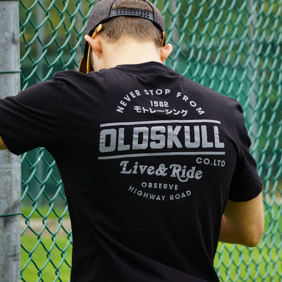 Oldskull Vintage Live & Ride Black Motorcycle T-shirt