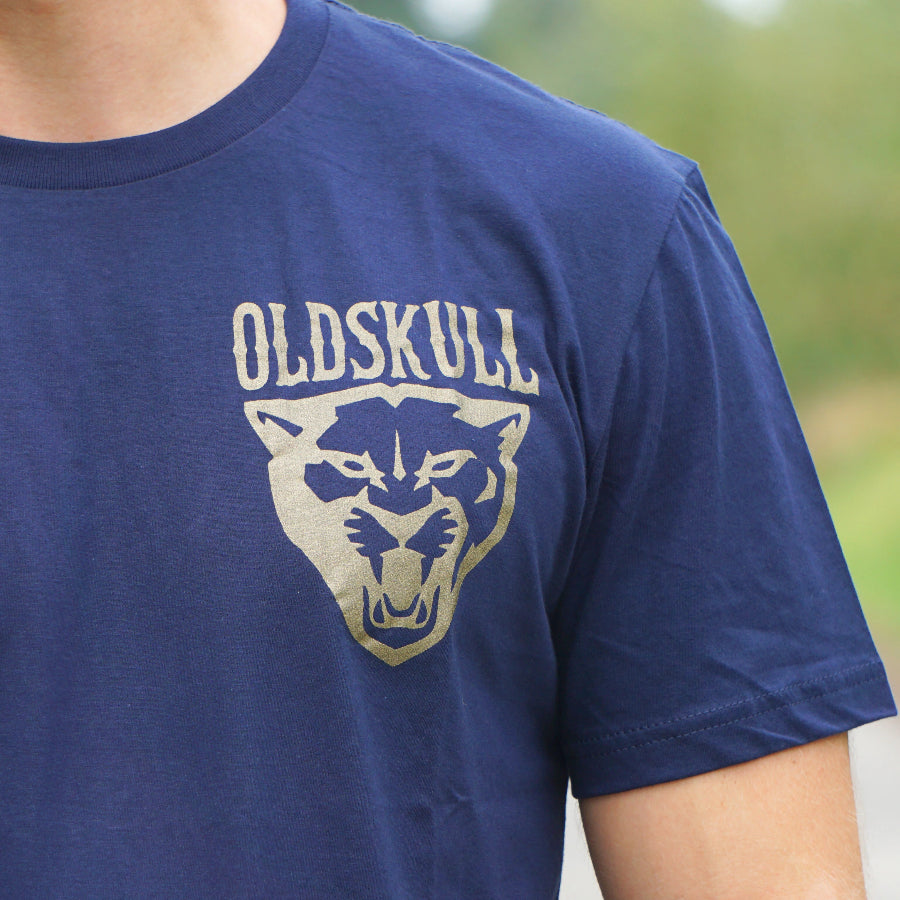 Oldskull Vintage Golden Panther Quality Blue Men T-shirt