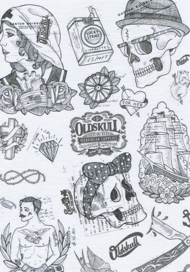 OldSkull Sketch skull drawing vintage t-shirt