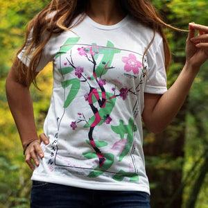 pink sakura flower Japanese women t-shirt