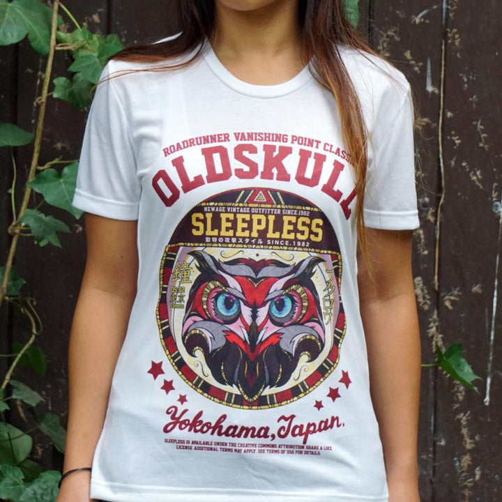 Sleepless Owl Yokohama Japan Women animal print t-shirt